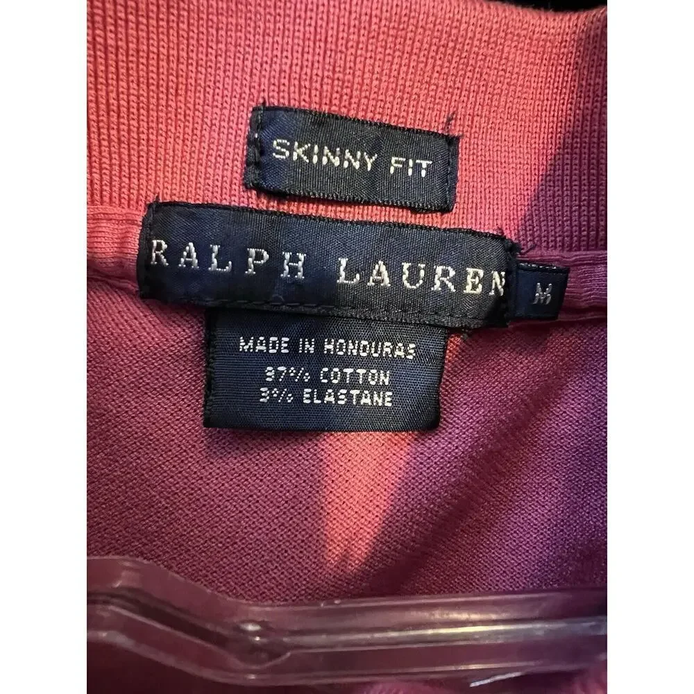 Ralph Lauren Polo Girl Top Medium Pink Polo Shirt Logo Long Sleeve Great